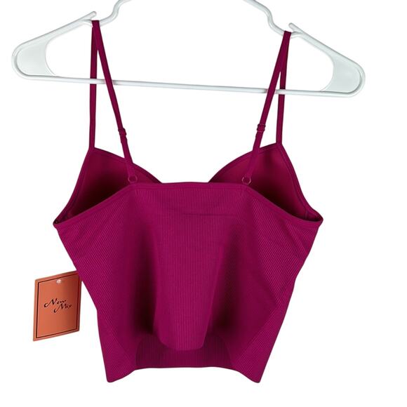 NWT New Mix ribbed magenta built in bra adjustable strap cami tank small/medium - Picture 3 of 12